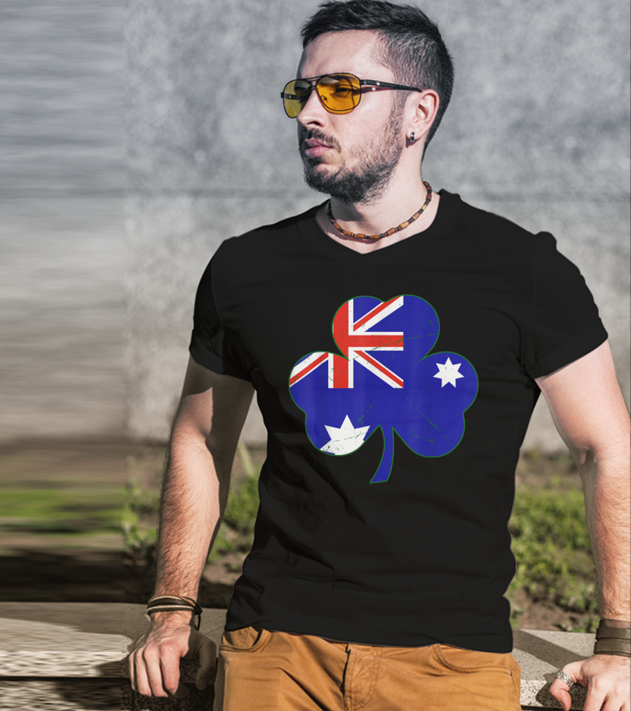 Australia Flag Irish Shamrock Emblem T-Shirt