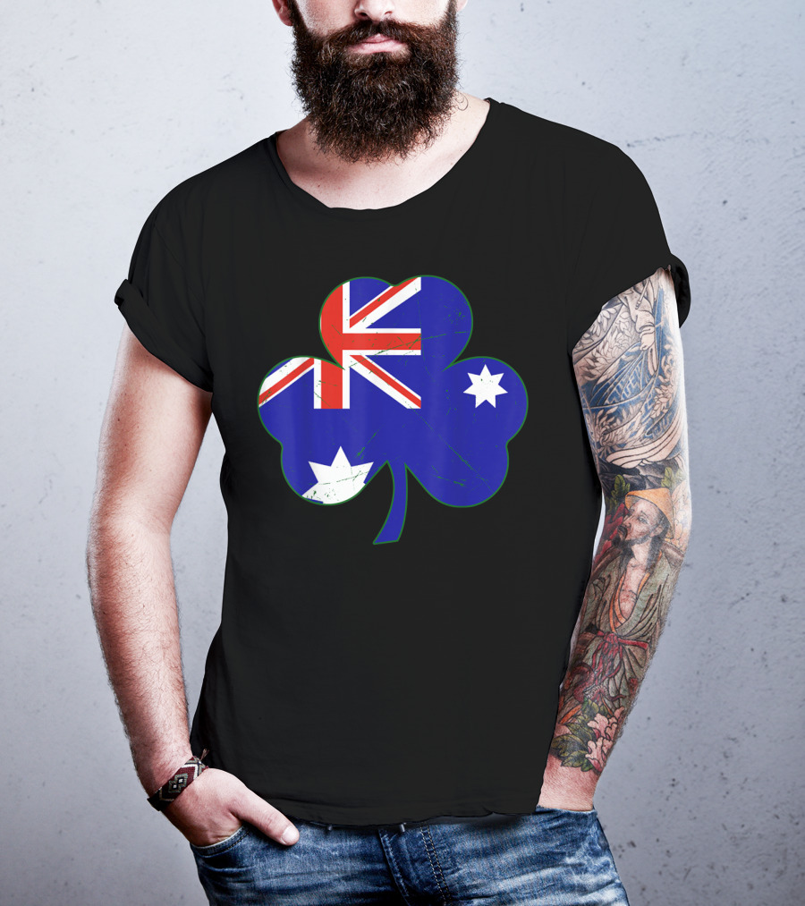 Australia Flag Irish Shamrock Emblem T-Shirt