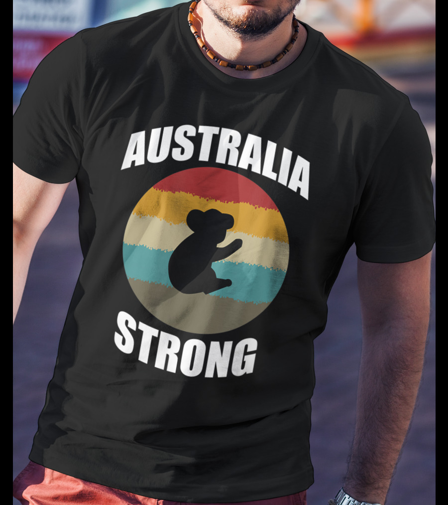 Australia Strong Koala Bear Retro Circle T-Shirt