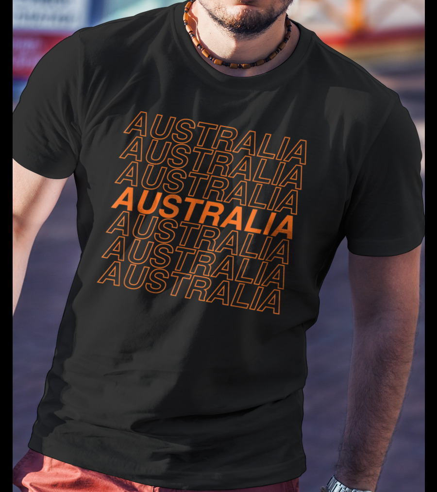 Classic Australia Stacked Text Design Repeated T-Shirt