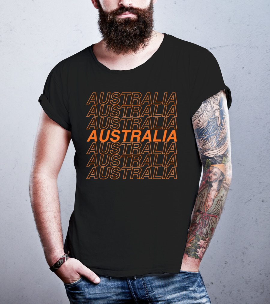 Classic Australia Stacked Text Design Repeated T-Shirt