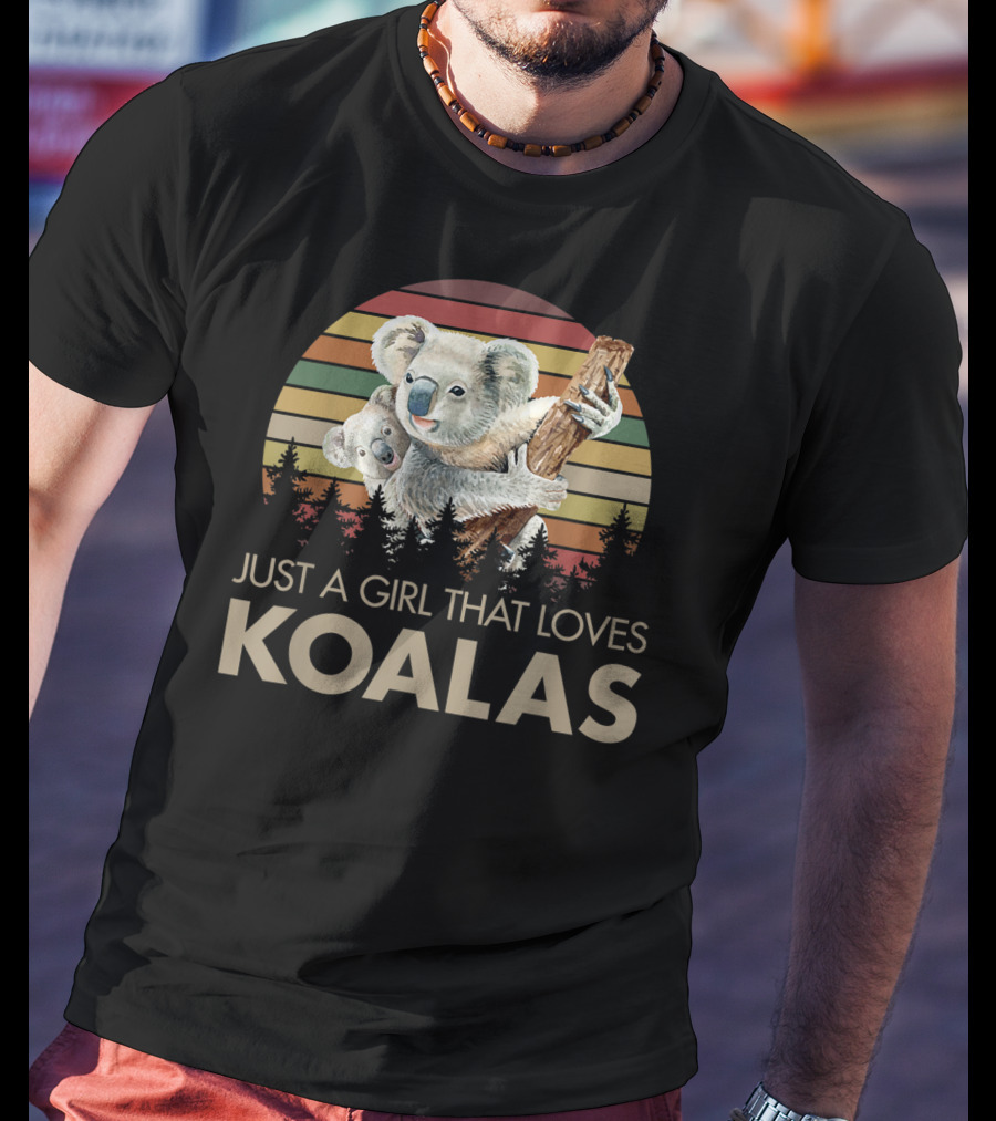 Just A Girl That Loves Koalas Retro Sunset Forest T-Shirt