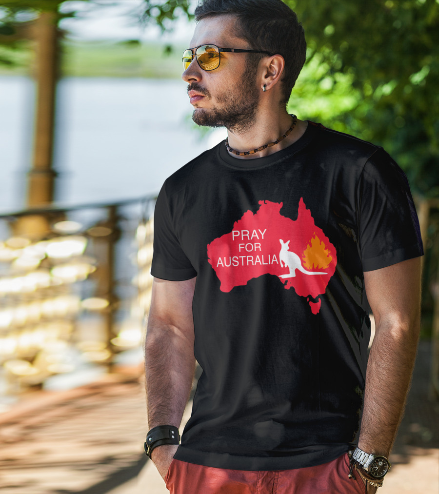 Pray For Australia Kangaroo Fire Map T-Shirt