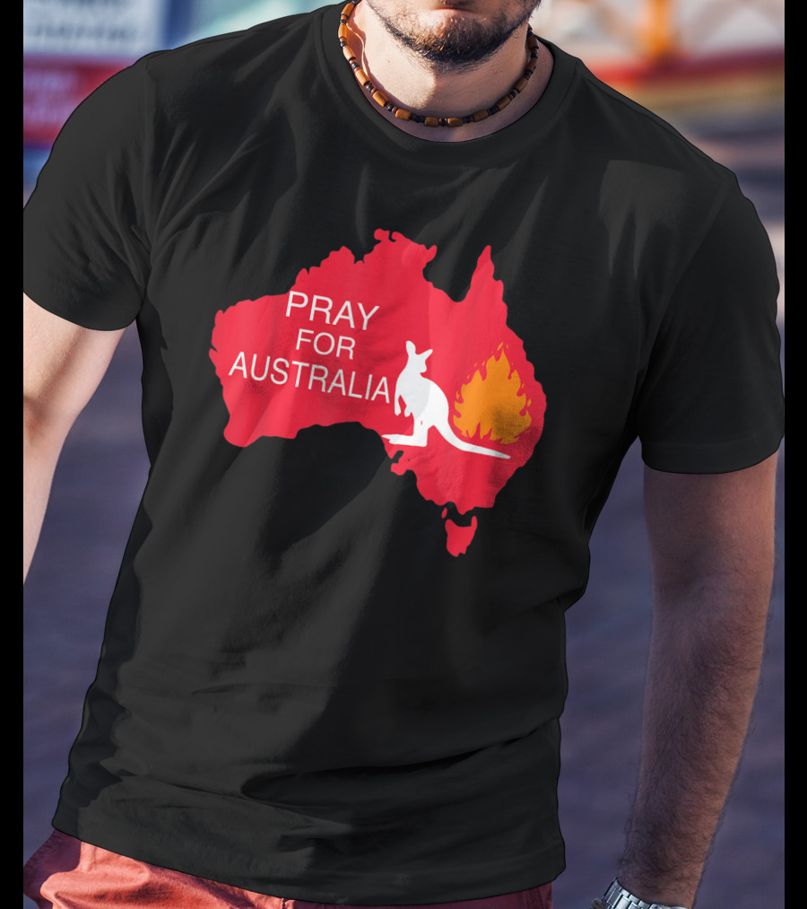 Pray For Australia Kangaroo Fire Map T-Shirt