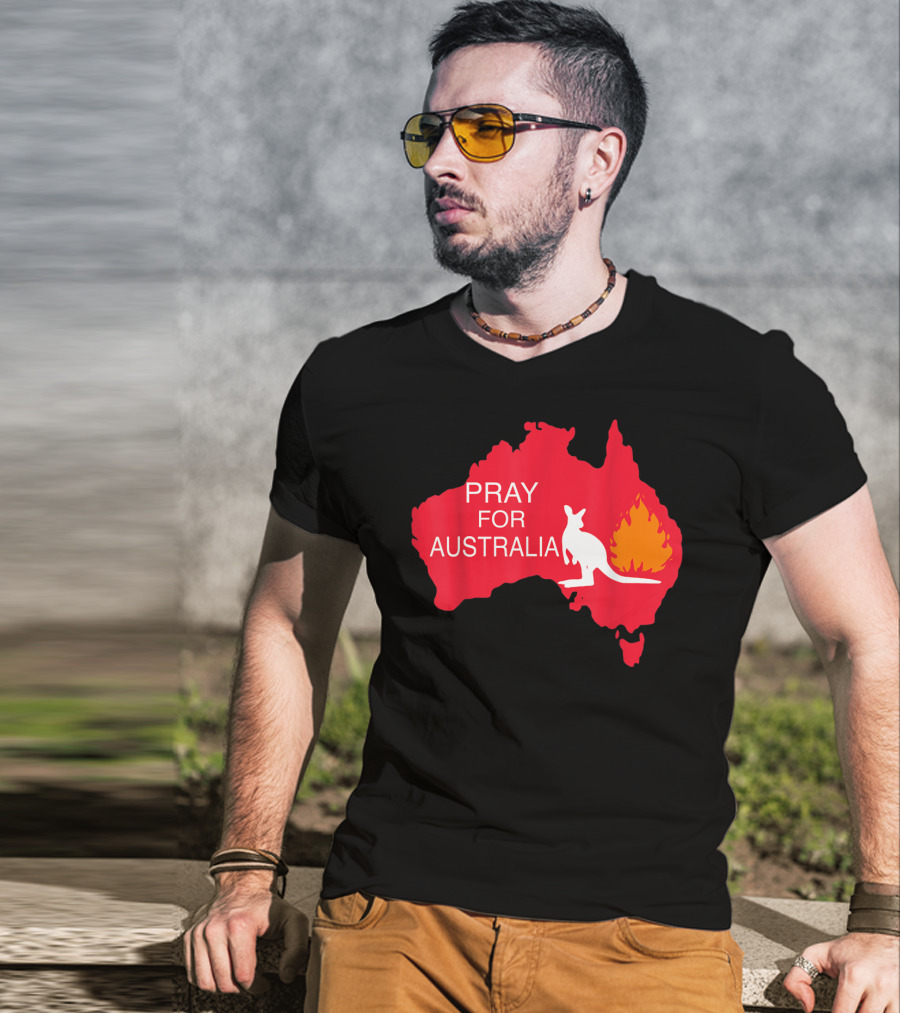 Pray For Australia Kangaroo Fire Map T-Shirt