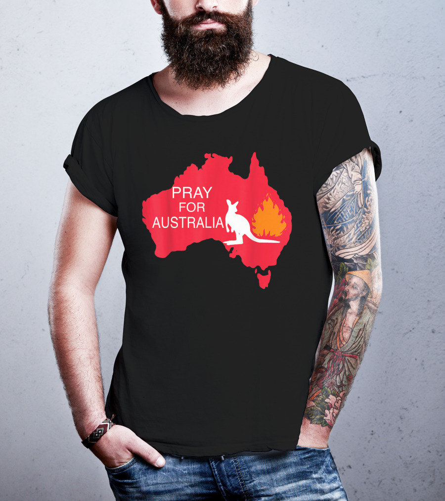 Pray For Australia Kangaroo Fire Map T-Shirt
