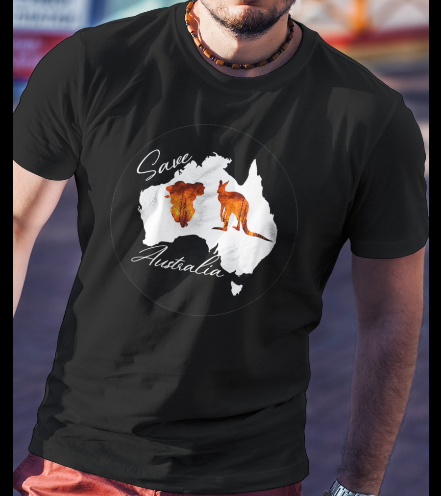 Save Australia Kangaroo And Koala Silhouette Forest Protection T-Shirt