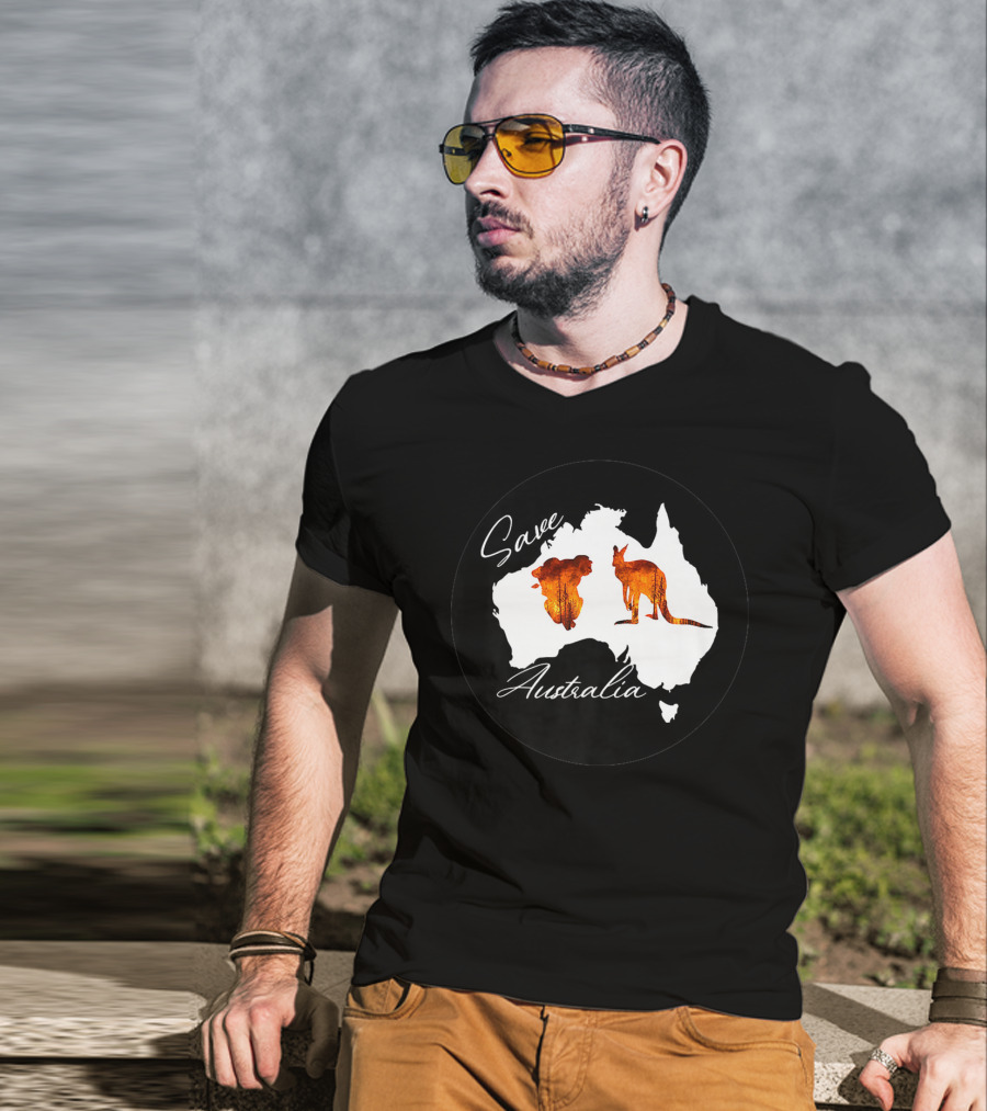 Save Australia Kangaroo And Koala Silhouette Forest Protection T-Shirt