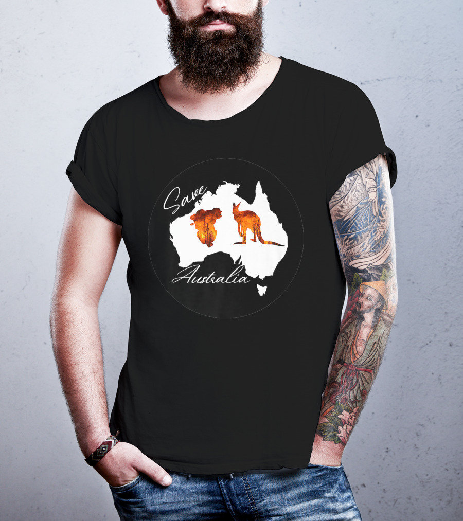 Save Australia Kangaroo And Koala Silhouette Forest Protection T-Shirt