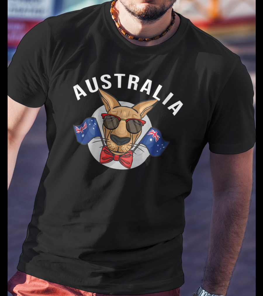 Australia Kangaroo Sunglasses Flags T-Shirt