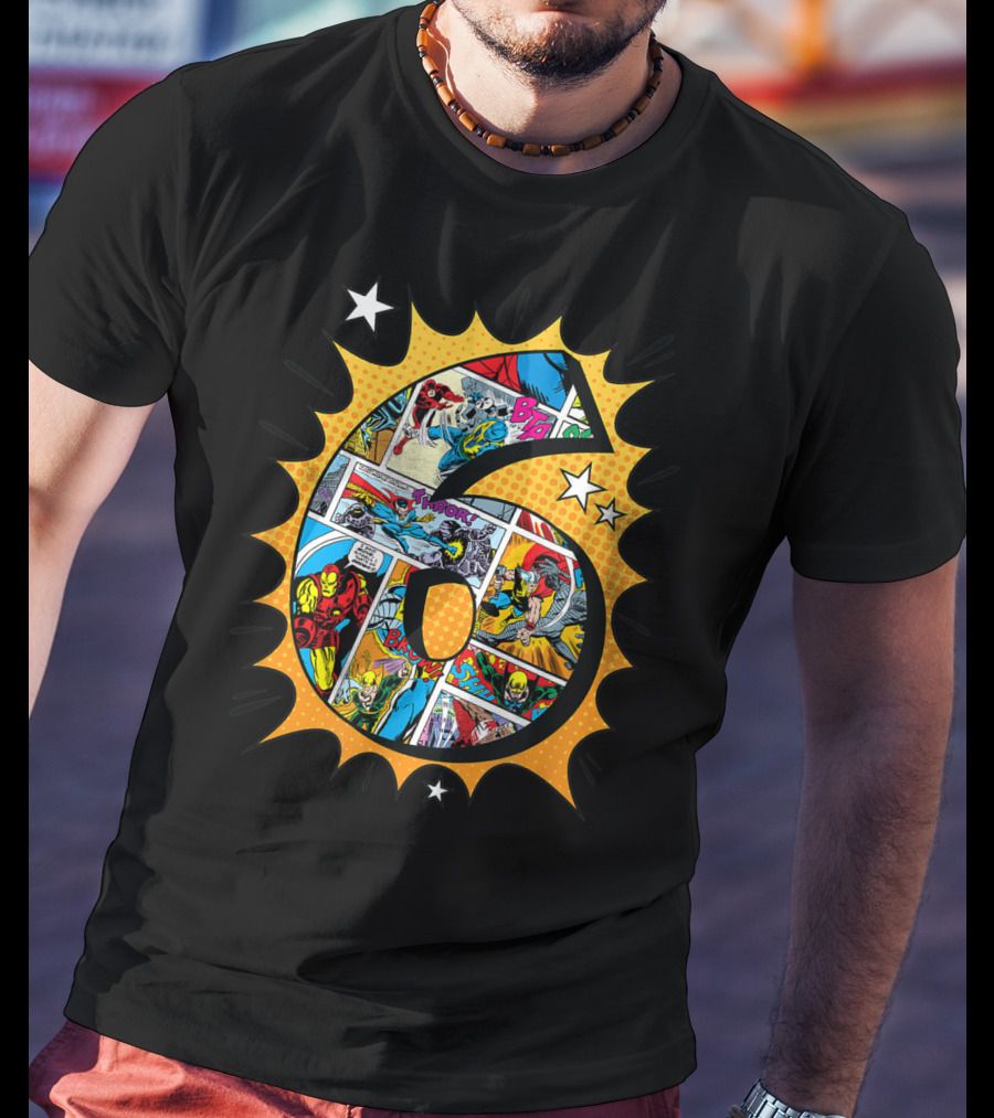 Marvel Avengers Comics Birthday 6 Superhero T-Shirt