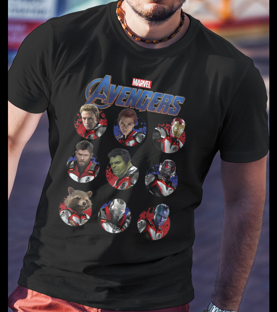 Marvel Avengers Endgame Characters In Quantum Suits With Avengers T-Shirt