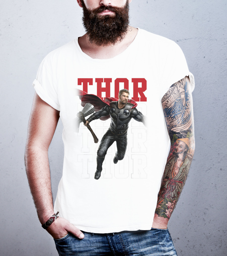 Marvel Avengers Endgame Thor Text Overlay Pose T-Shirt