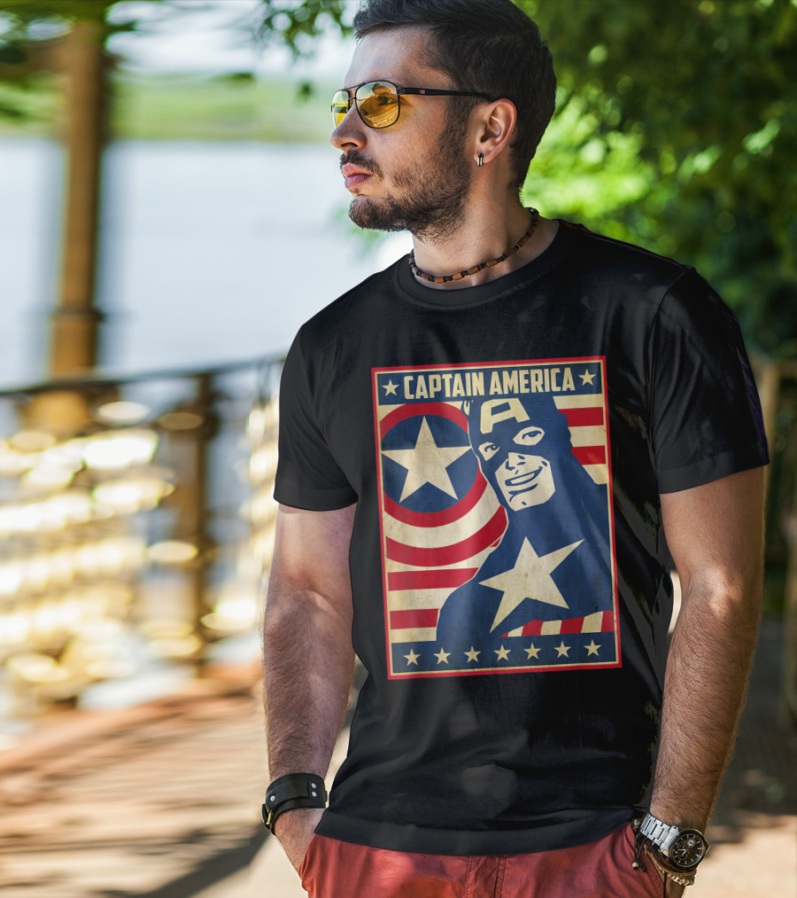Captain America Avengers Patriotic Star Icon T-Shirt