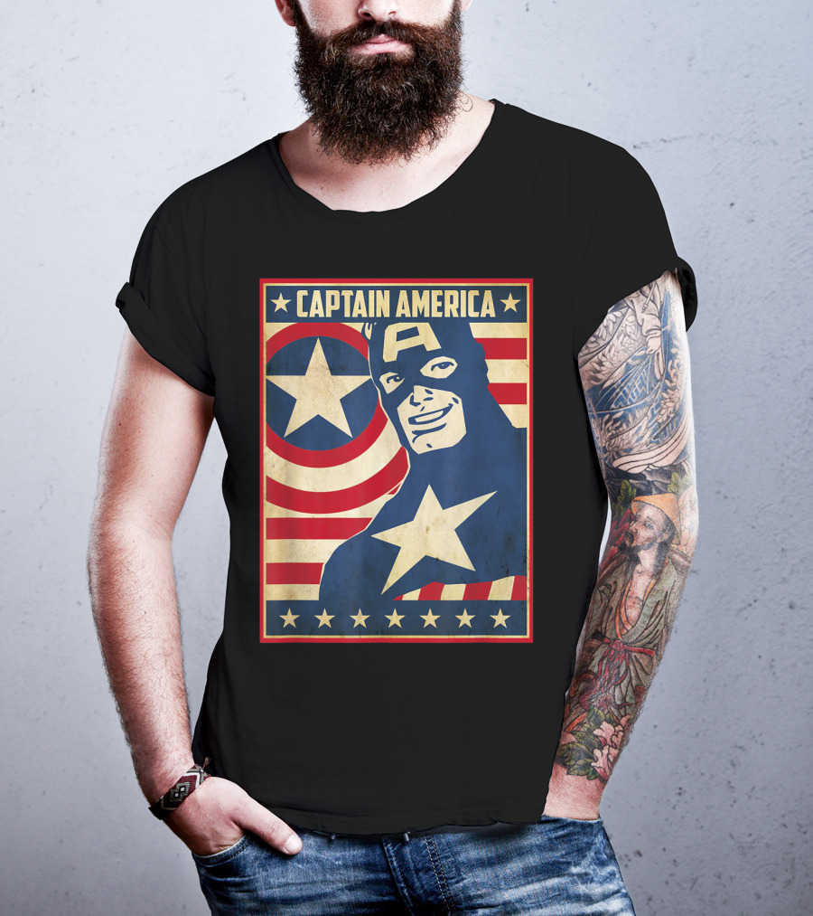 Captain America Avengers Patriotic Star Icon T-Shirt