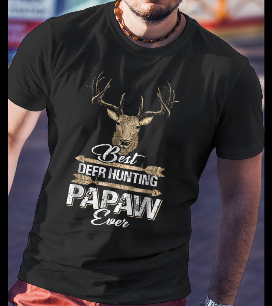 Best Deer Hunting Papaw Ever Father's Day Gift Idea Stag Head T-Shirt