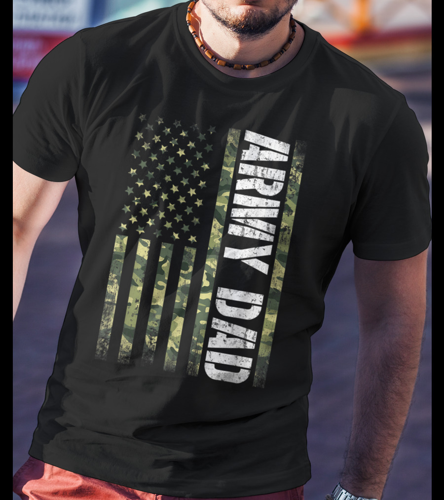 USA Camo Flag Army Dad T-Shirt