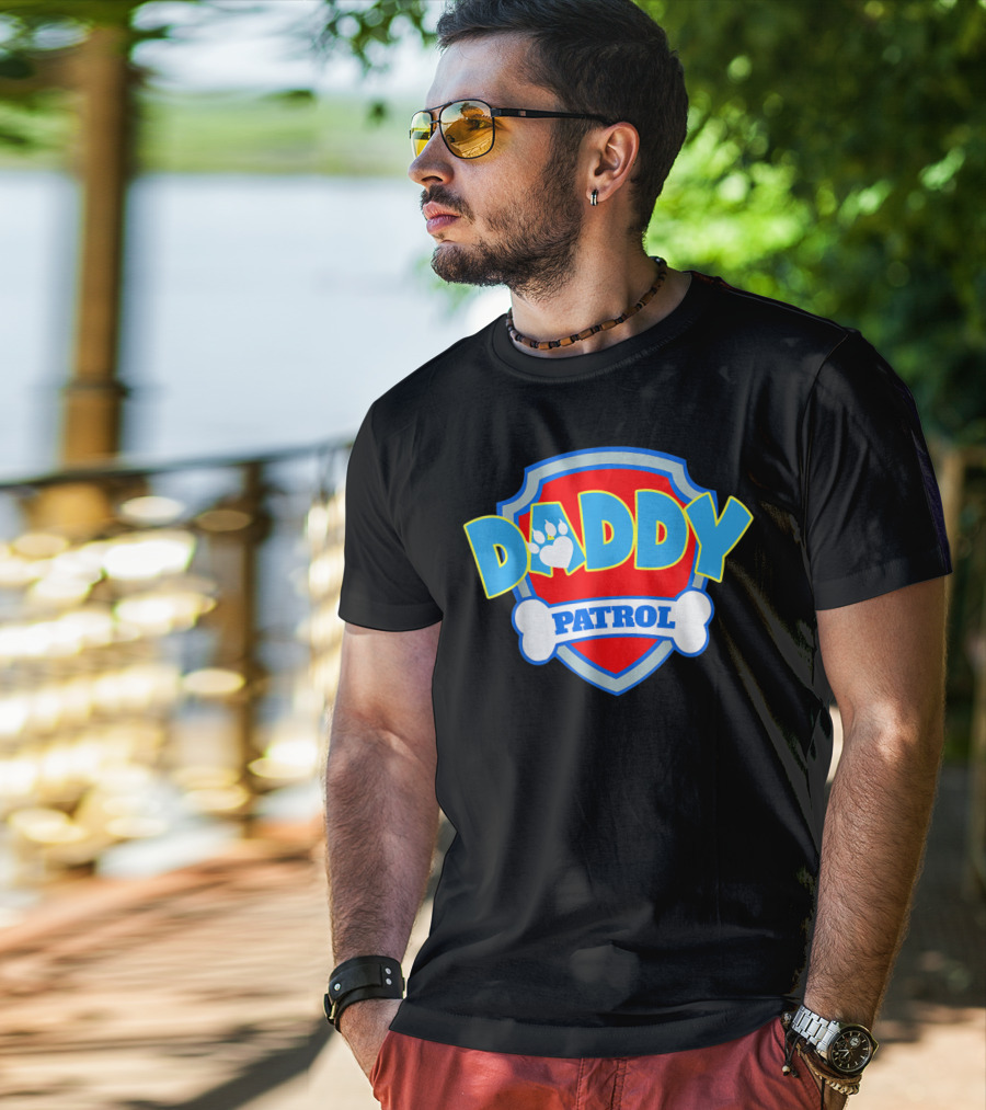 Daddy Patrol Paw Shield Funny Party Birthday T-Shirt
