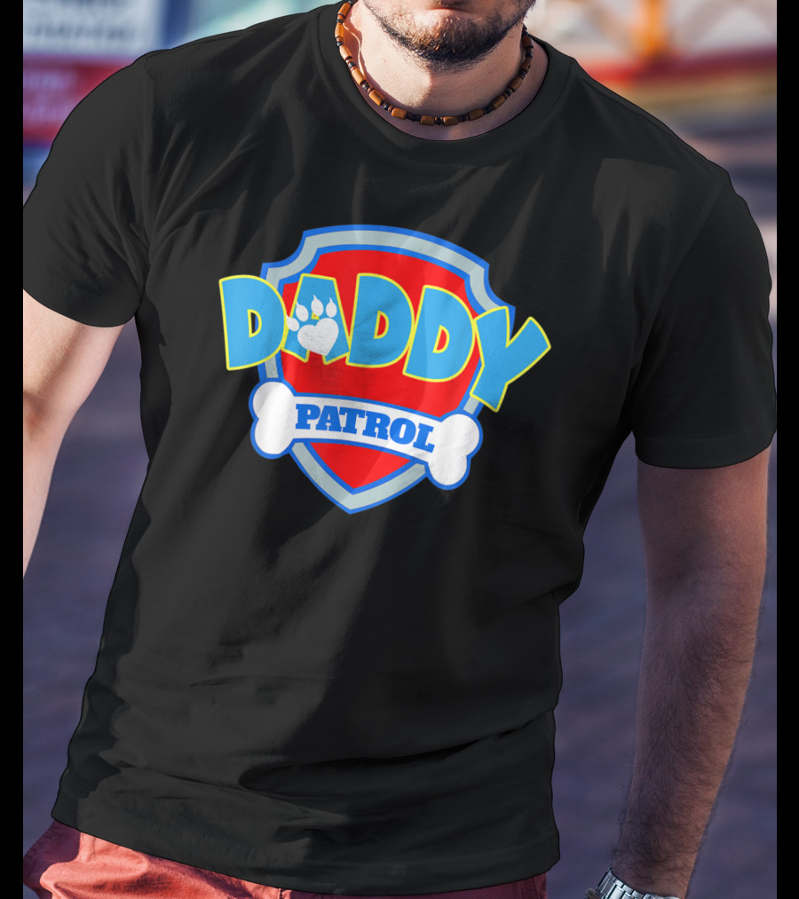 Daddy Patrol Paw Shield Funny Party Birthday T-Shirt