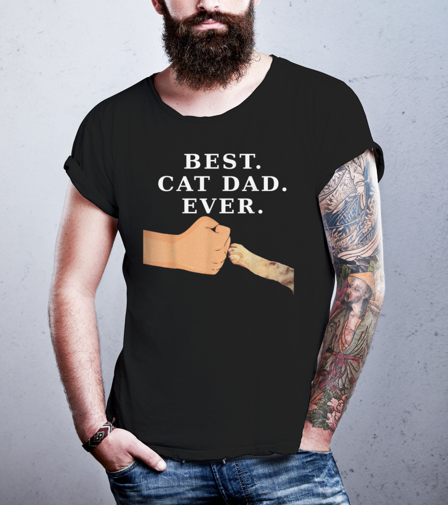 Best Cat Dad Ever Kitty Paw Fist Bump T-Shirt