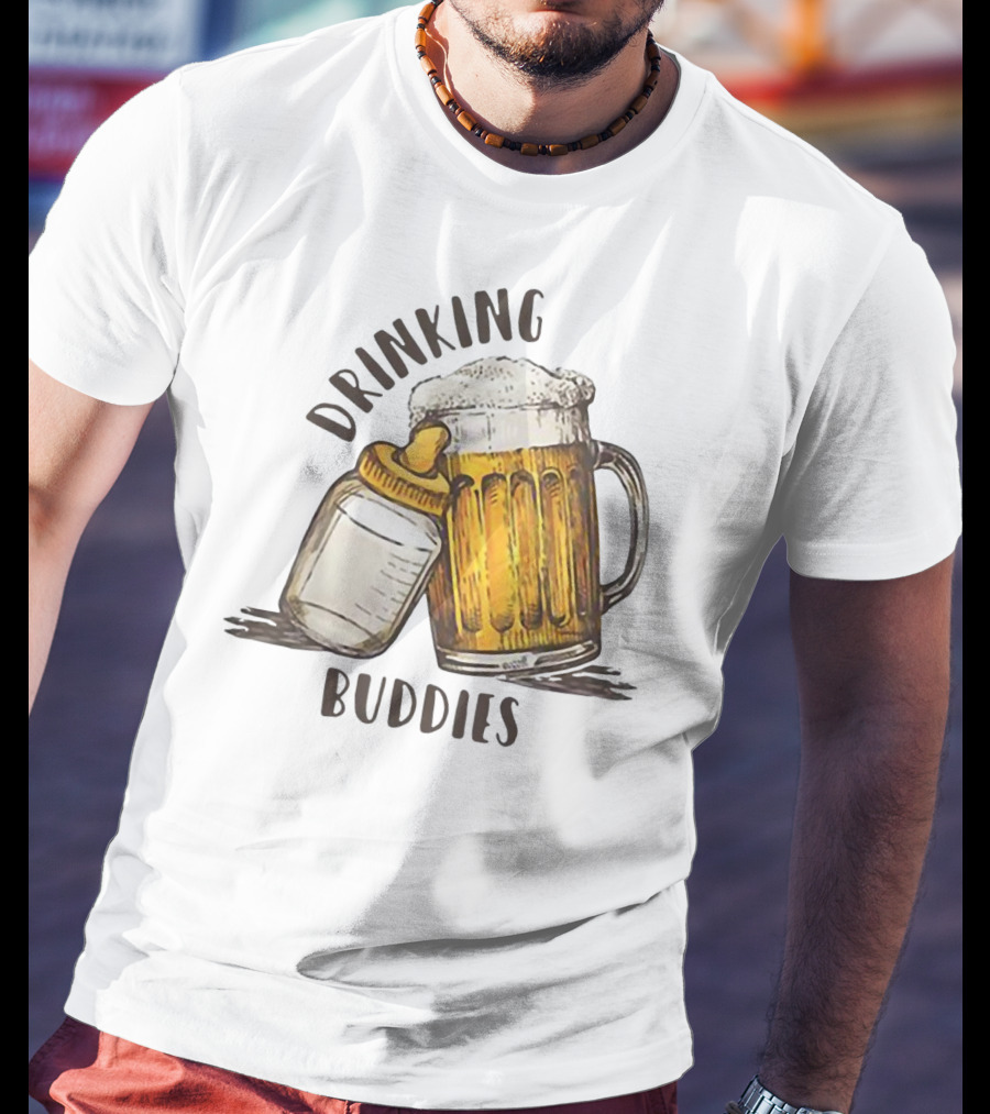 Drinking Buddies Dad And Baby Matching Beer Mug And Bottle T-Shirt