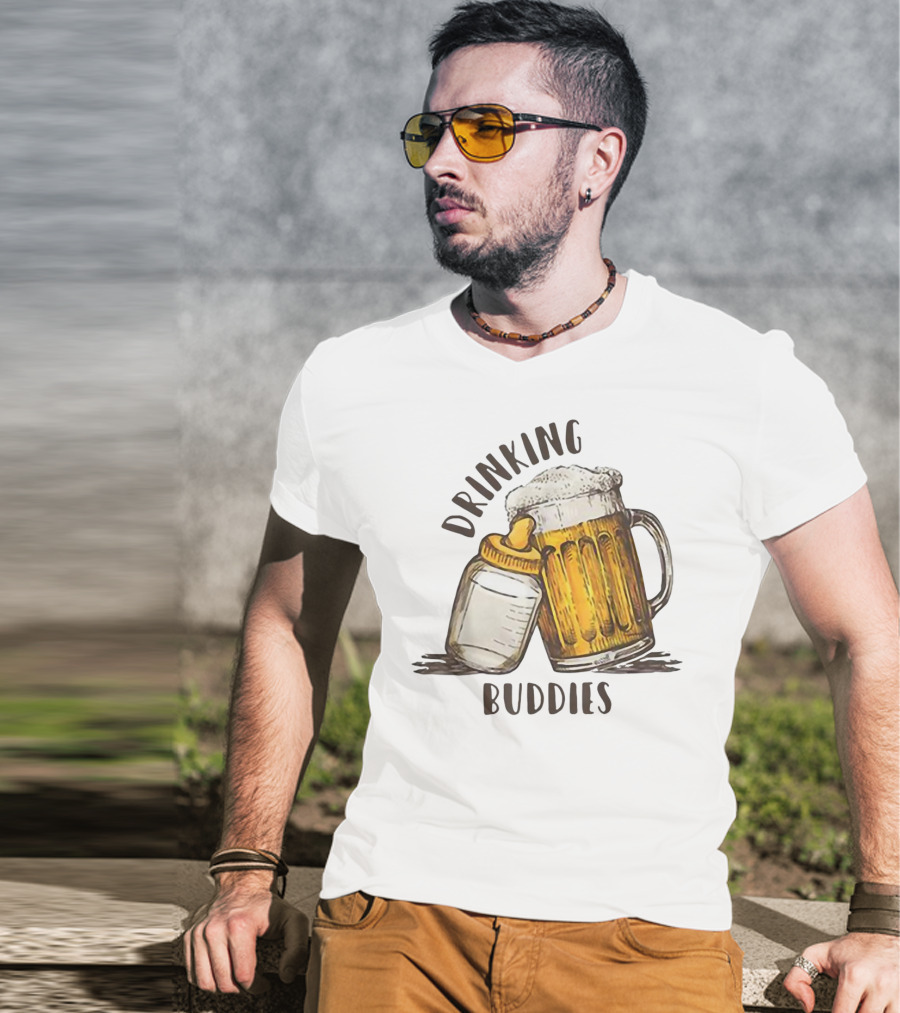 Drinking Buddies Dad And Baby Matching Beer Mug And Bottle T-Shirt