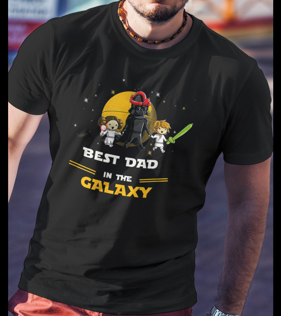 Best Dad In The Galaxy Father Daughter And Son Lightsaber Star Adventure T-Shirt