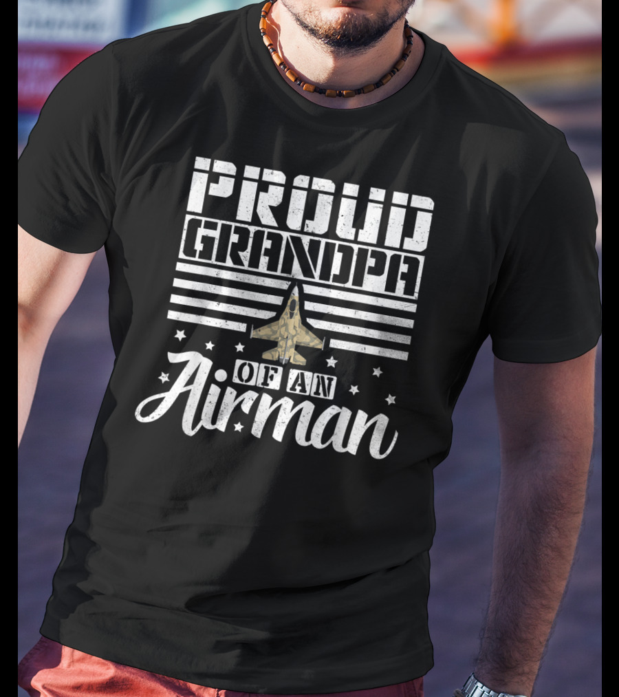 Proud Grandpa Of An Airman Military Jet Stars T-Shirt