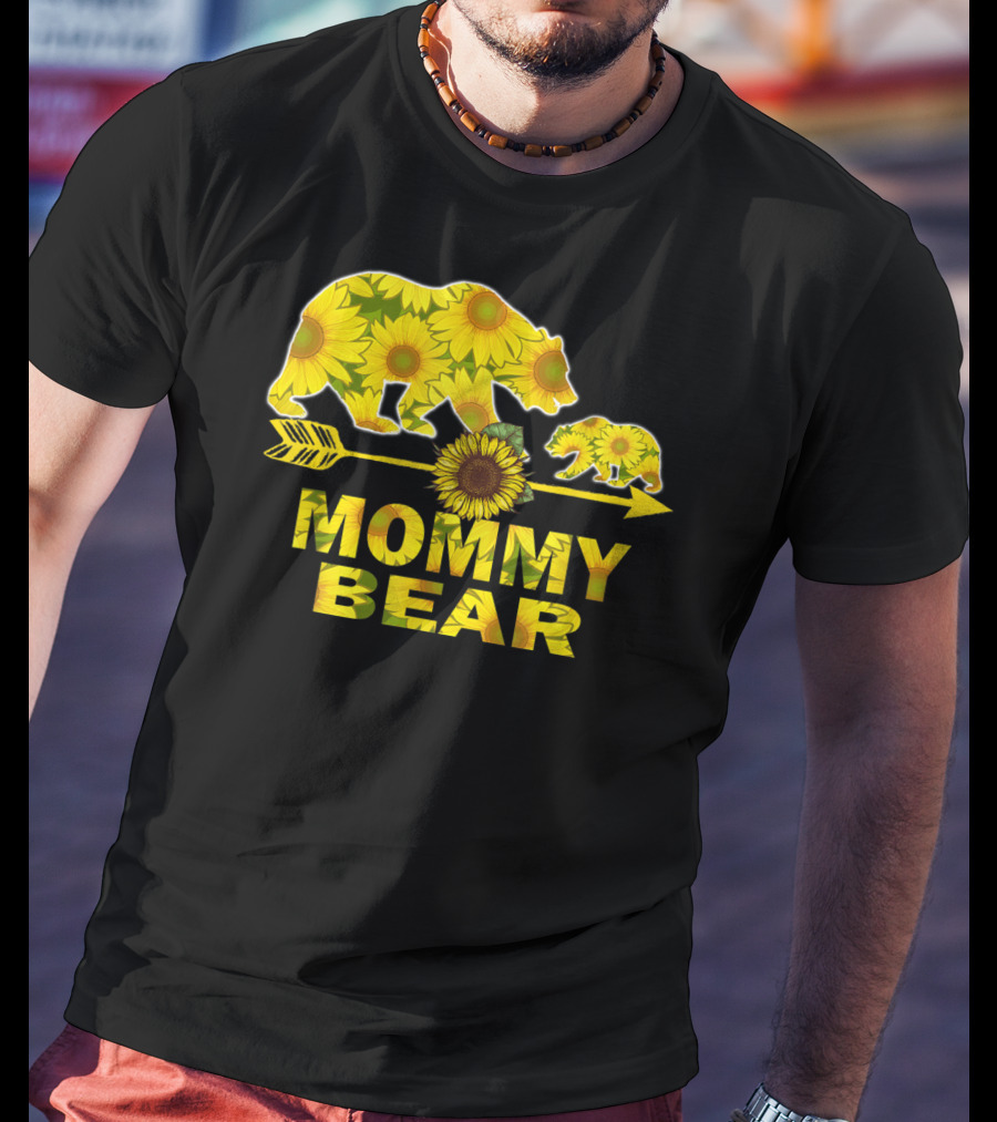 Mommy Bear Sunflower Arrow Mother Father T-Shirt