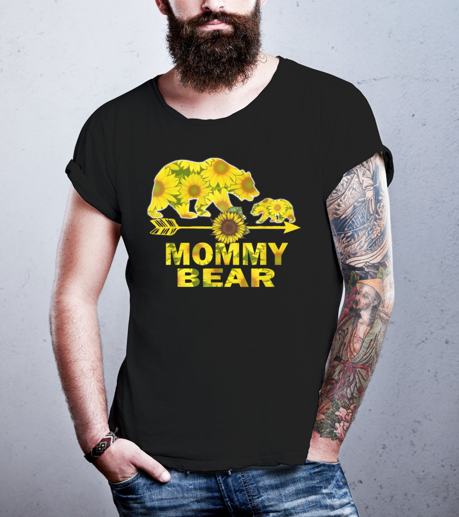 Mommy Bear Sunflower Arrow Mother Father T-Shirt