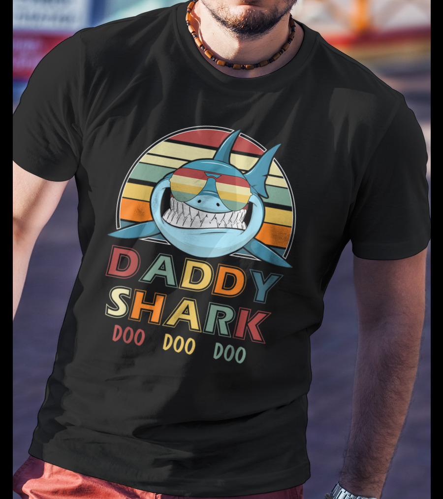 Daddy Shark Doo Doo Doo Retro Vintage T-Shirt