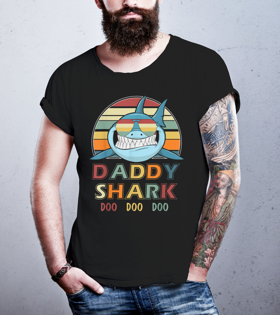 Daddy Shark Doo Doo Doo Retro Vintage T-Shirt