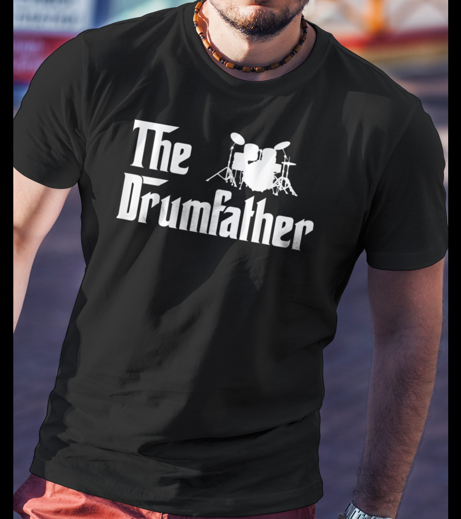 The Drumfather Funny Drummer Parody With Drum Kit T-Shirt