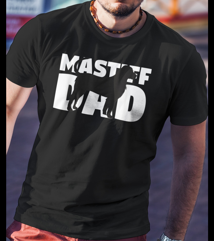 Mastiff Dad Silhouette Design Father's Day T-Shirt