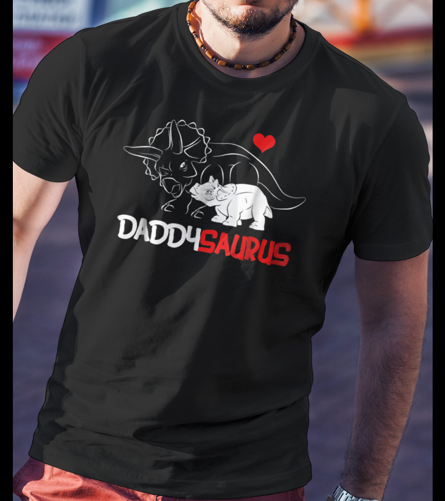 Daddysaurus Triceratops Father Baby Girl Heart T-Shirt