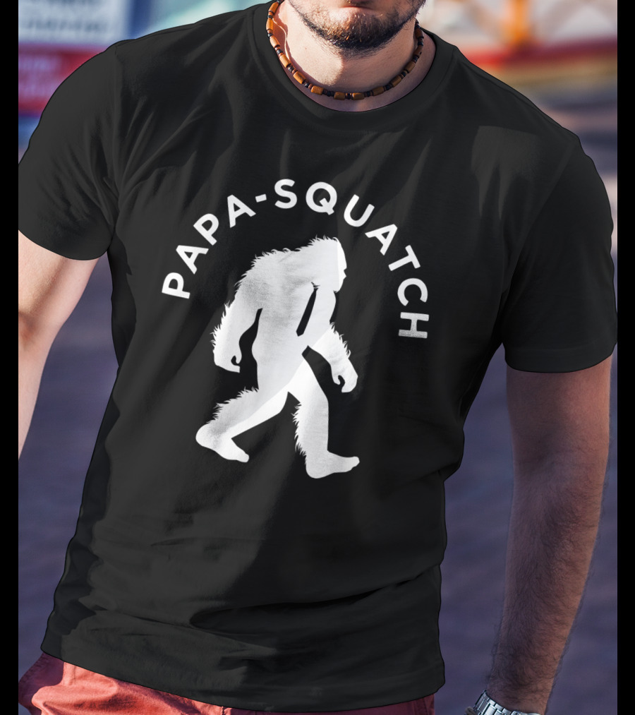 Papa Sasquatch Cute Cryptid Father Bigfoot Walking T-Shirt