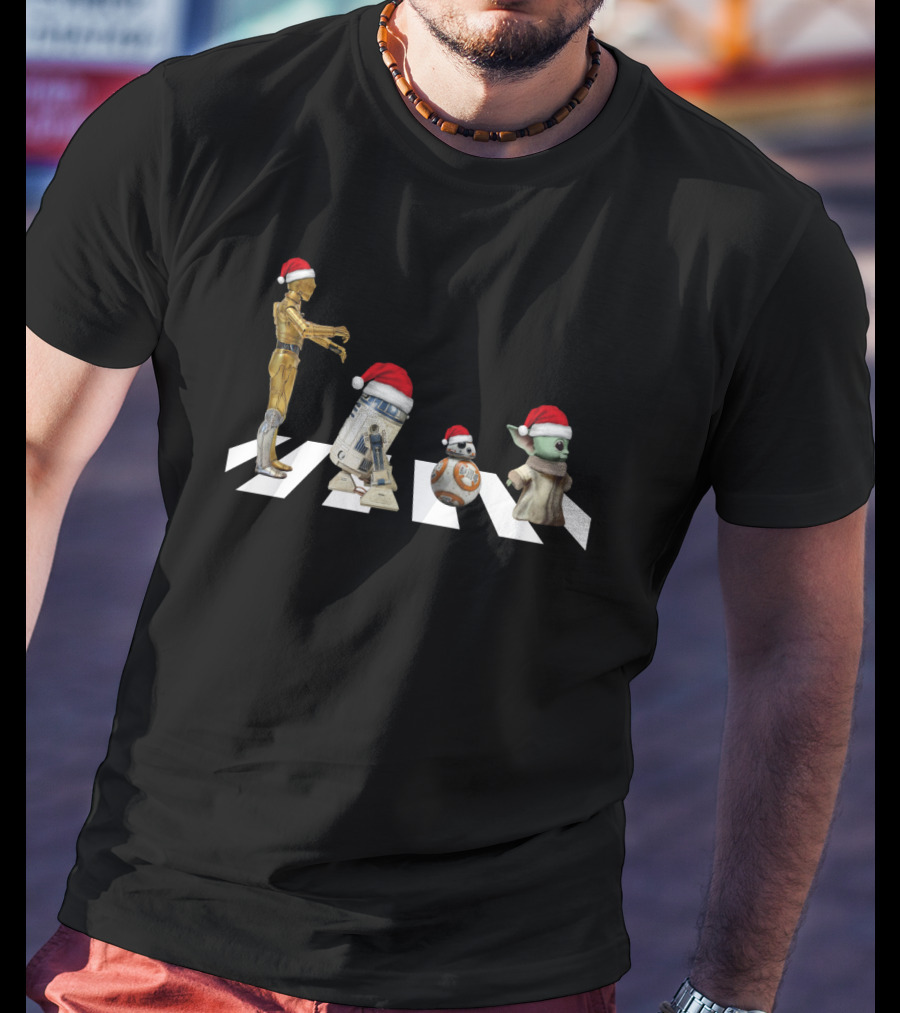 Star Wars Christmas Abbey Road C-3PO R2-D2 BB-8 Baby Yoda T-Shirt