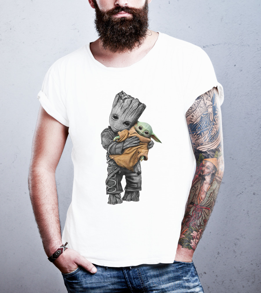 Groot Holding Baby Yoda T-Shirt