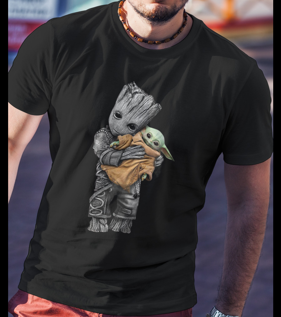 Groot Cradling Baby Yoda Together T-Shirt