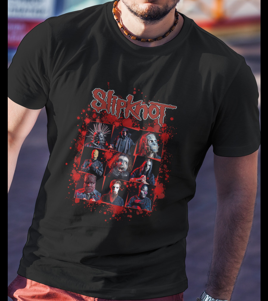 Slipknot Nine Masked Band Members Red Splatter T-Shirt