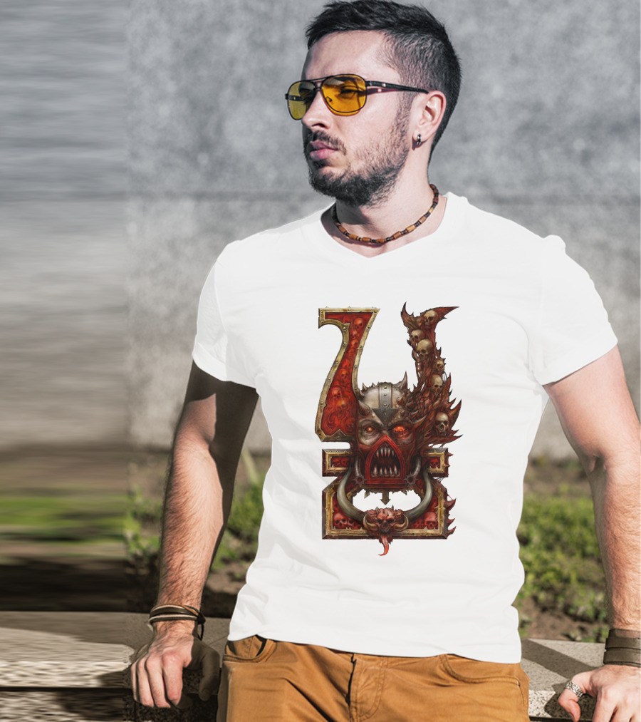 Khorne Chaos Symbol Warhammer 40K Skull Throne T-Shirt
