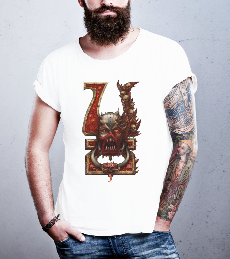 Khorne Chaos Symbol Warhammer 40K Skull Throne T-Shirt
