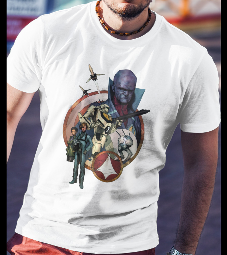 Robotech RBT Roy Fokker Lisa Hunter Zentraedi Logo Battle T-Shirt