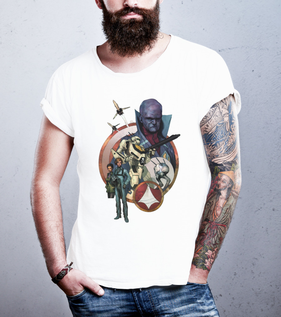 Robotech RBT Roy Fokker Lisa Hunter Zentraedi Logo Battle T-Shirt
