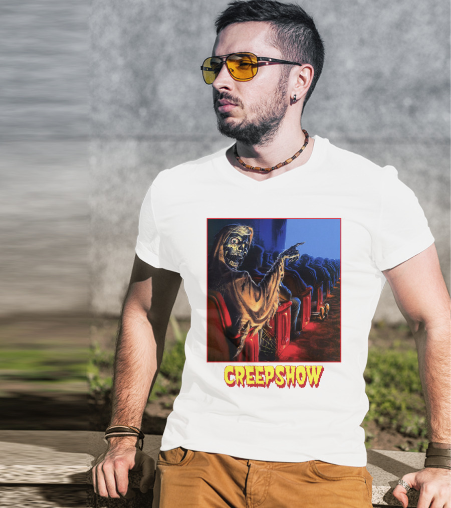 Creepshow Skeleton Ushers Menacing Audience In Theater Scene T-Shirt
