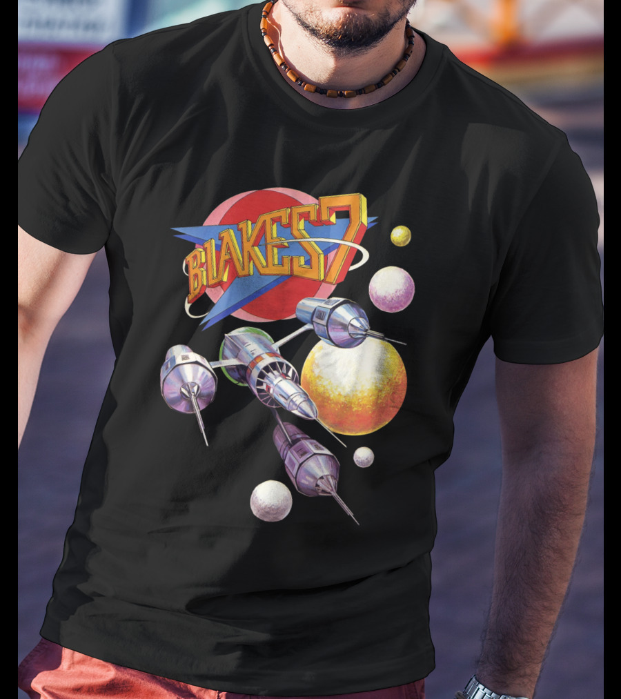 Blake's 7 Annual Retro Sci-Fi Spaceship And Planets T-Shirt