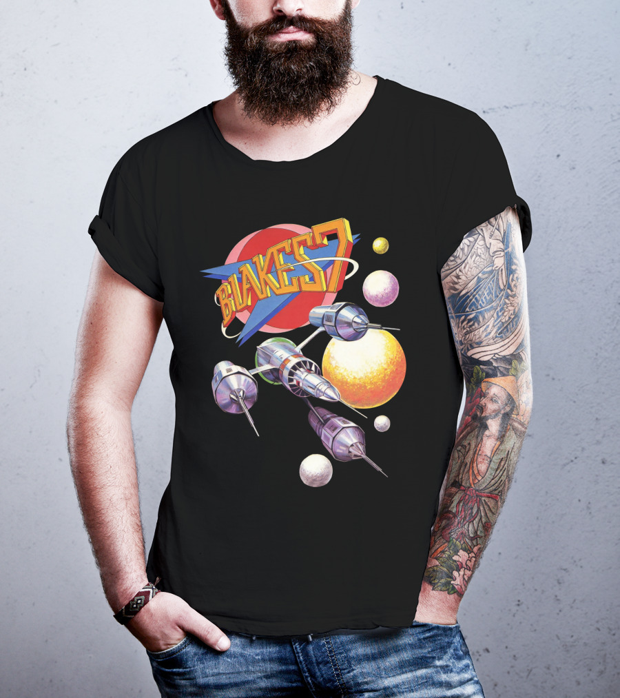 Blake's 7 Annual Retro Sci-Fi Spaceship And Planets T-Shirt