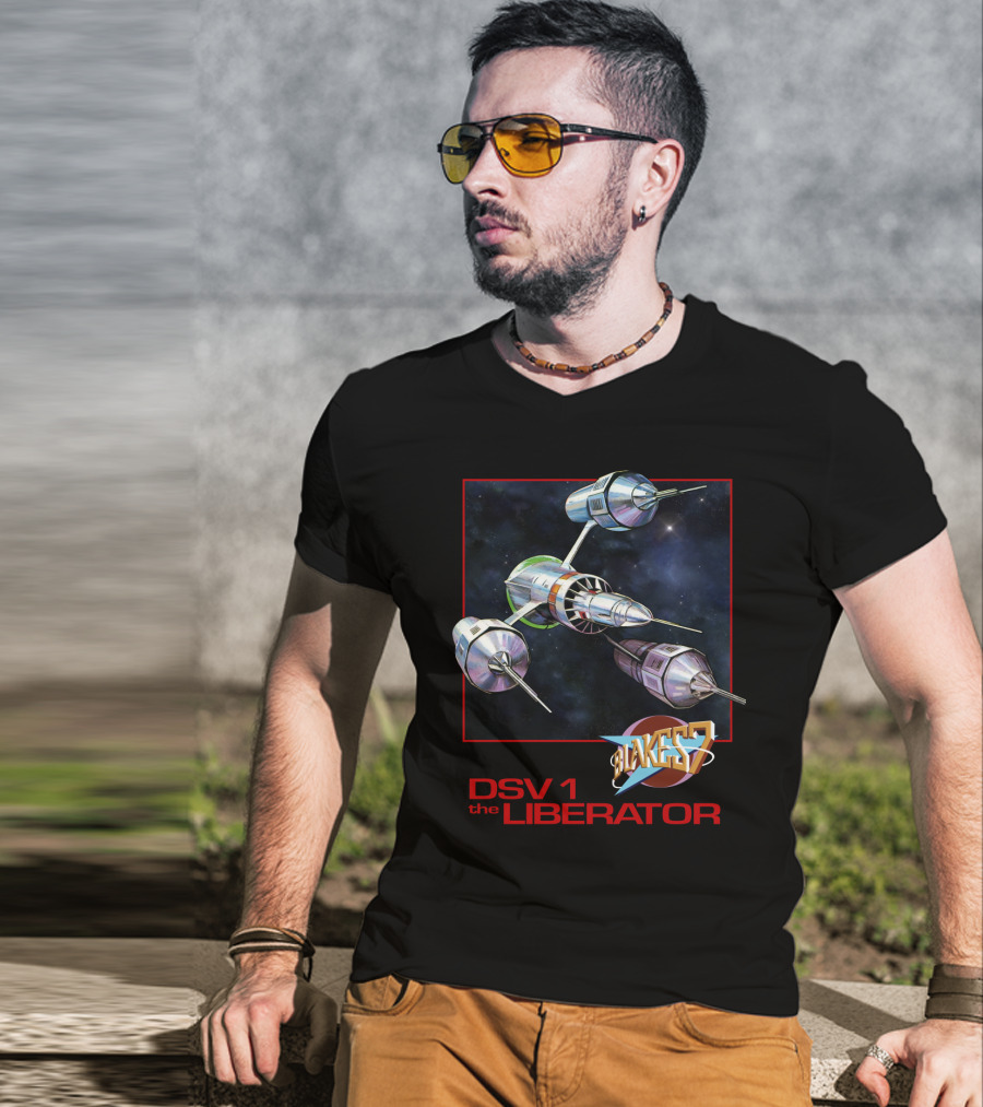 Blake's 7 DSV1 The Liberator Spacecraft In Outer Space T-Shirt