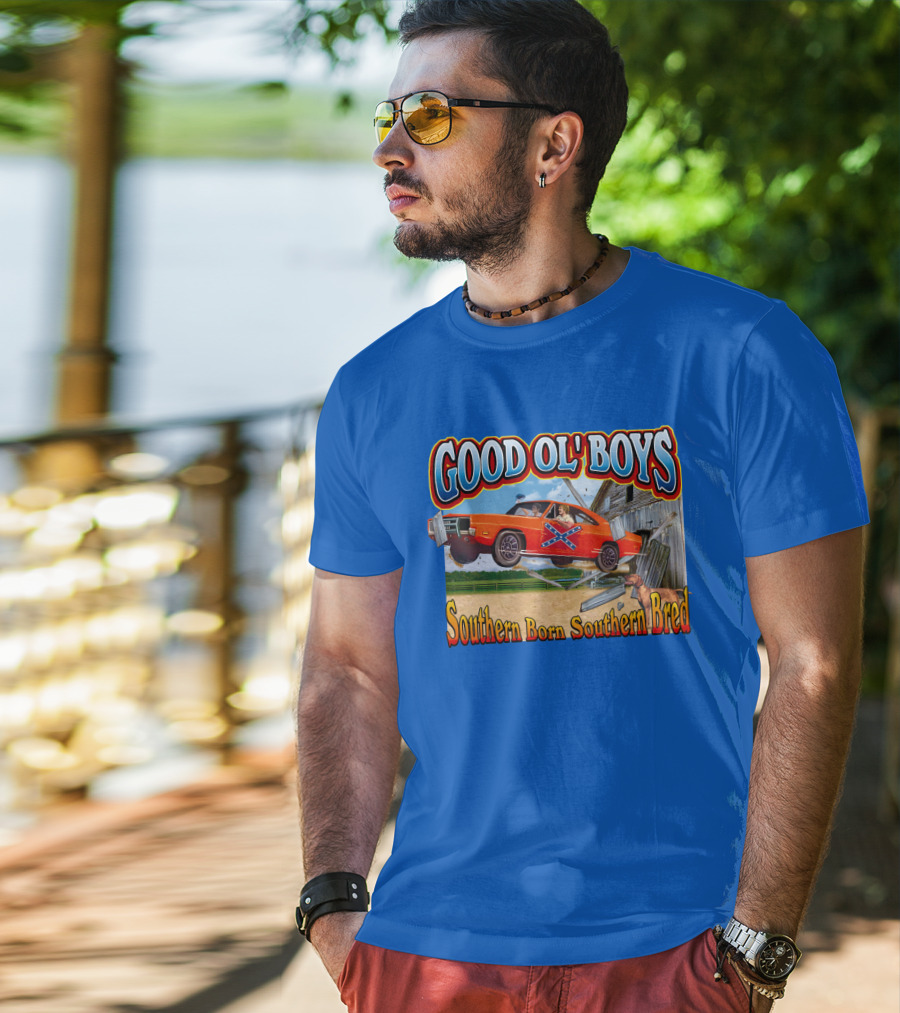 Good Ol' Boys Southern Born Southern Bred Dukes Of Hazzard Car Jump Scene T-Shirt