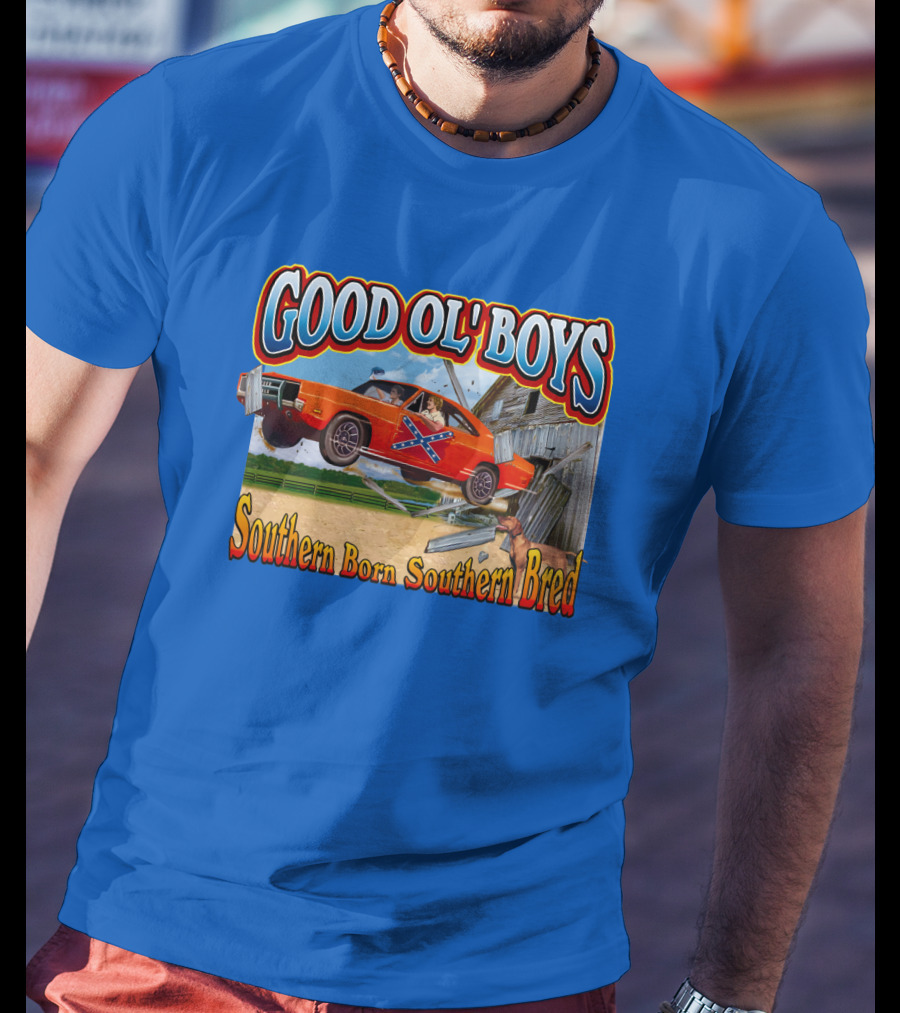 Good Ol' Boys Southern Born Southern Bred Dukes Of Hazzard Car Jump Scene T-Shirt